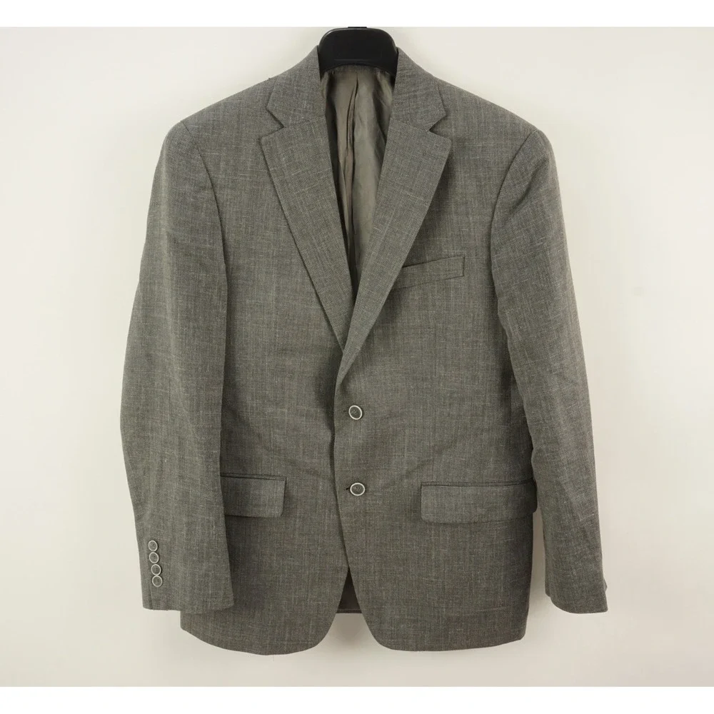 Hart Schaffner Marx Wool Silk‎ Linen 'Chicago' Men's 44R Gray Hopsack Sport Coat